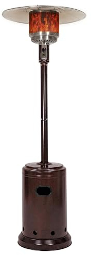 Amazon Basics 46,000 BTU Portable Outdoor Propane Patio Heater with Wheels, Commercial & Residential, Easy to Use, with Water Tank, Havana Bronze, 32.1 x 32.1 x 91.3 inches