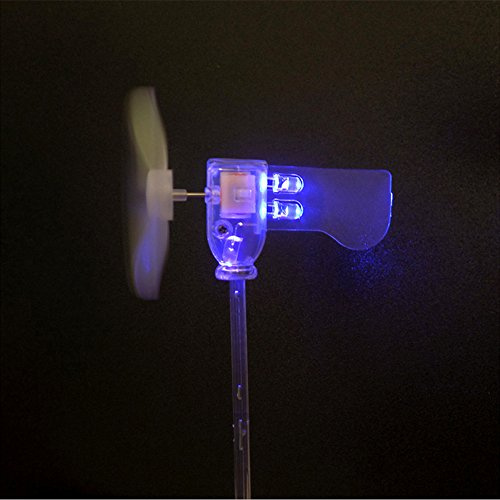 FEVERWORK Red Green White Blue Vertical DIY Small Dc Motor LED Windmill Turbines Wind Generator Model - Blue