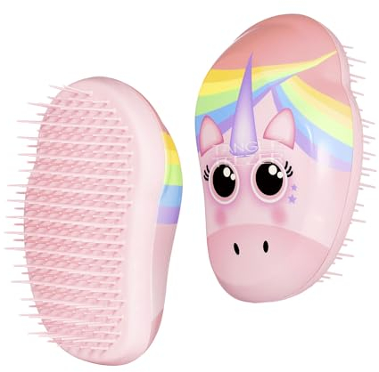 Tangle Teezer Mini Original Hairbrush - For Wet & Dry Hair - Detangling Brush for All Hair Types - Perfect Brush For Kids & Travel - Rainbow the Unicorn