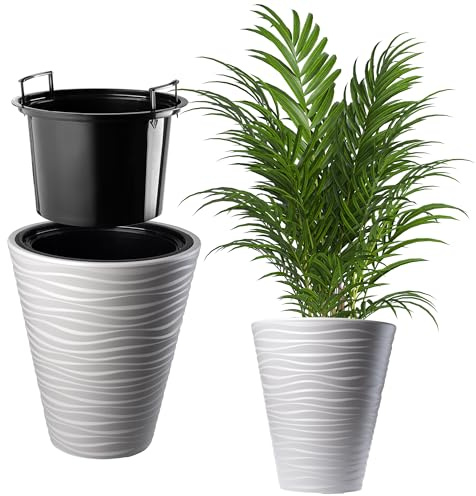 KADAX Blumentopf, Blumenkübel, runder Pflanzkübel für Innen- und Außenbereiche, wetterfester Pflanztopf aus Kunststoff, Übertopf für Blumen, Haus, Garten, Balkon (Ø 40 cm, weiß)