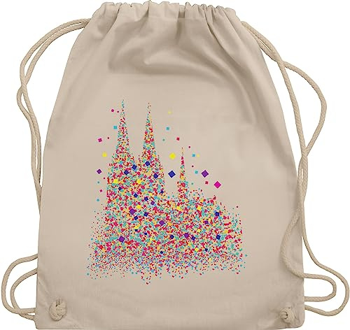 Turnbeutel Rucksack - & - Taschen - Kölner Dom Konfetti I Karneval I Fasching - Unisize - Naturweiß - köln geschenke karnevalsbeutel faschings koln beutel souvenir karnevalstasche karnevals