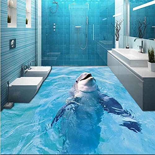 Benutzerdefinierte große 3D-Bodendekoration Malerei 3D-Delphin Badezimmer Bodenfliesen dekorative Malerei dreidimensionale Boden-200 * 140cm