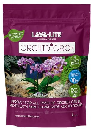 Lava-Lite Orchid Gro+ Orchid potting mix for Healthy Blooms and Growth, Orchid Care, Orchid feed ideal for home grown Orchids and indoor collections Available in 1 Ltr or 3 Ltr (3Ltr)