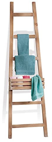 BSDesign - Escalera decorativa de madera natural con caja de almacenamiento.