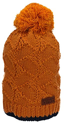 Sterntaler Baby Jungen Mütze Baby Bommelmütze Flechtmuster Mütze - Mütze Baby, Kappe Kinder - gefüttert mit Baumwollfleece - hellbraun, 53