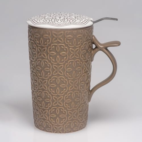 TEA SOUL Taza Raja • Taza de porcelana con tapa y filtro perforado • Capacidad 400 ml