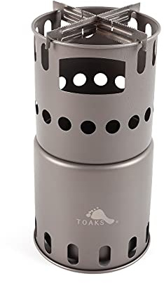 TOAKS Titanium Backpacking Wood Burning Stove Portable Camping Wood Stove Outdoor Cooking System (STV-11)
