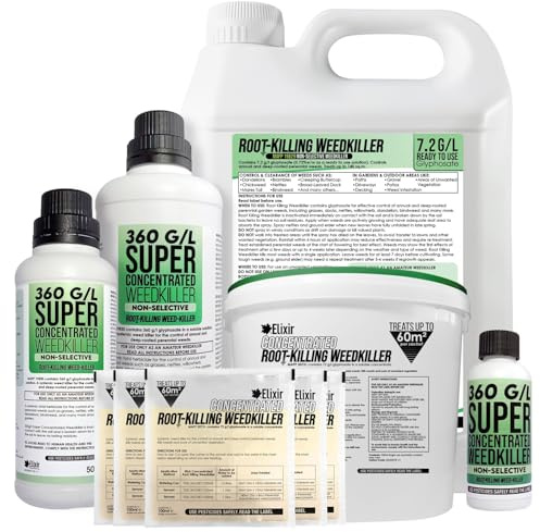 Elixir Gardens 3 x 4 L Glyphosate 7.2g/l Deep Root-Killing Weed Killer | Ready to Use Herbicide & Weedkiller Treats up to 140 sq.m | Supplied with Spray Head & Hose