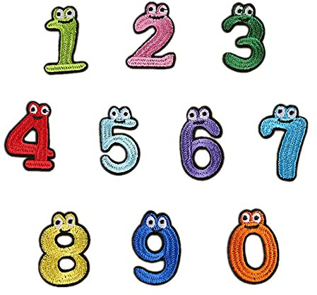10 PCS Iron on Numbers Patches, 0 to 9 Cute Embroidered Number Patch | Sew on Applique Badge, for Kids Clothes, Dress, Hat, Jeans, T-Shirts, Clothing, Bag, Backpack, Sewing/Ironing DIY