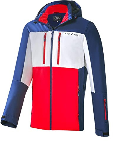 Black Crevice Herren Skijacke I Hochwertige Winterjacke Herren aus 100% Polyester I Modische Herren Skijacke I Wind- & Wasserabweisende Outdoorjacke Herren I Atmungsaktive Ski-Jacke