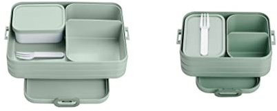 Mepal 2-tlg Bento-Lunchboxen Set Klein/Groß Take A – Brotdose mit Fächern, geeignet für bis zu 4 BZW. 8 Butterbrote, TPE/pp/abs, 0 mm Nordic Sage, (Bentobox)