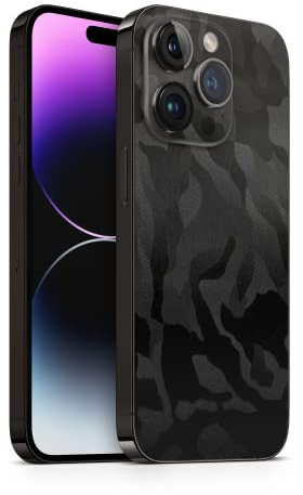 TF Skins Pellicola protettiva per la parte posteriore dell'iPhone 14 Pro, effetto elegante, con protezione per la fotocamera e protezione dai graffi (Shadow Black)
