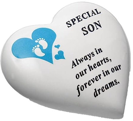 Huellas conmemorativas de corazón para tumba de bebé, especial hijo 2505