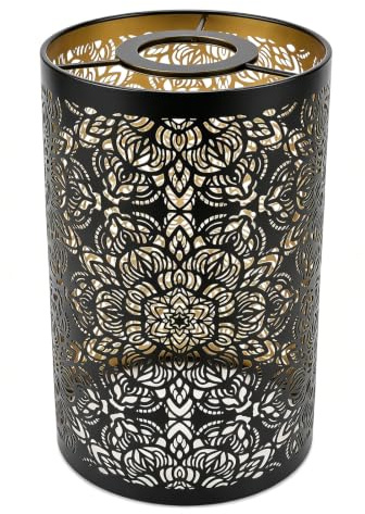 Abat-jour creux sculpture métal cylindrique motif circulaire E27 E26 détachable décoratif table de chevet abat-jour