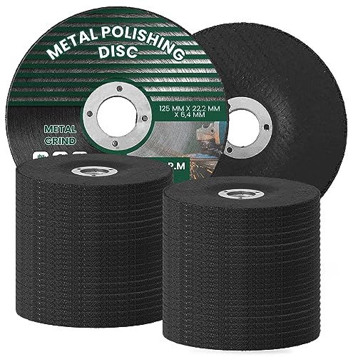50x Schruppscheiben Schleifscheiben Schleifrad für Metall Stahl 125mm Schleifstein 22,2 x 6,4 mm Winkelschleifer Reinigen Entlacken Scheibe Schleifmopteller Korund Schleifen Schruppen