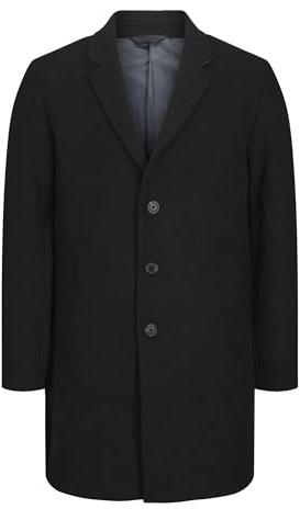 JACK & JONES Men's Jjeharrison Wool Coat Sn Wool Coat, black, L