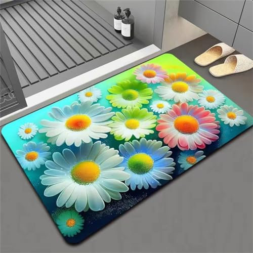 Badezimmerteppich, Badematte, Badematte Stein, Teppich Läufer, Stone Bath Mat, Badteppich Rutschfest Waschbar, Absorbierende Badematte, Duschmatte, Badvorleger, Duschvorleger, Carpet Farbe-50x80cm