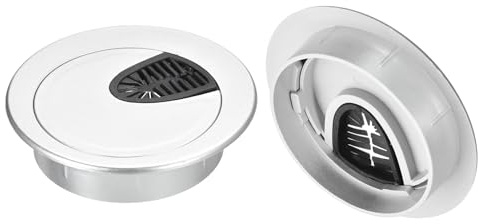 QUARKZMAN Copertura per Foro Cavi ABS 65mm Argento per Scrivania, 2Pz | Copertura per Foro Passacavi in ABS, Diametro 65mm, Colore Argento, Per Organizzare Cavi su Scrivania da Ufficio