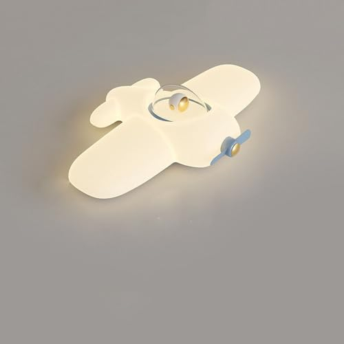 Modern LED Astronauten Deckenleuchte für Kinder, 60W Kinderzimmer Flugzeuge Deckenlampe Dimmbar mit Fernbedienung, PE Lampenschirm, Augenschutz Lampe für Junge Mädchen Schlafzimmer (Blue,C)