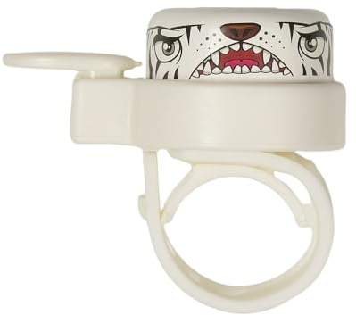 Crazy Safety Animal Tiger Fahrradklingel Kinder | Wetterfeste Fahrrad Klingel Laut für Radfahren und Laufrad | Leichte Handhabung | Rechts- oder Linkshänder | Fahrradglocke für Kinder (Weiß)