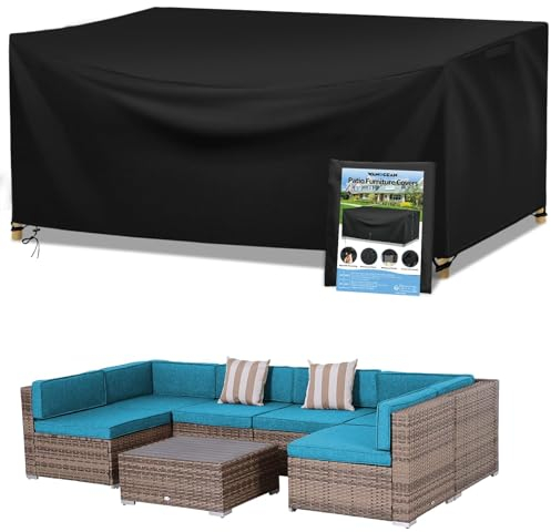 Funda para Mesa Jardín Exterior Impermeable, 420D Oxford Funda Protectora Muebles Jardín Terraza Resistente al Viento Nieve Sol, Cubierta Mesa Jardín Exterior Anti-UV 250x200x80cm
