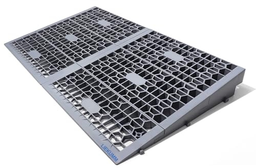 LIEKUMM Wheelchair Ramp 7.5 cm High, 1400 kg Load Capacity Threshold Ramps for Doorways, Portable Ramps for Mobility Scooters, Modular Threshold Ramp for Kerbs, Steps, Trolleys and Lawn Mowers