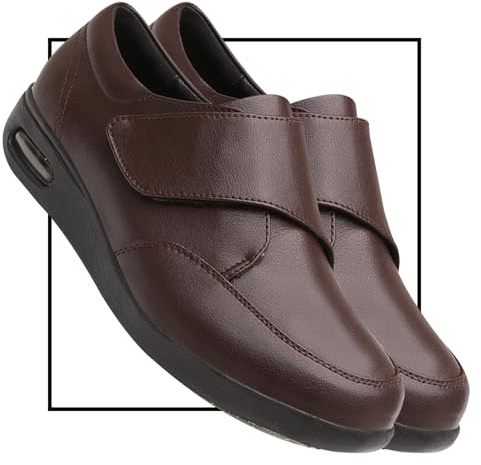 Scarpe per Anziani Donna Impermeabili in Pelle Scarpe con Piedi Larghi gonfi e Piedi Grassi Primavera Estate Traspirante Pelle Morbida Unisex (Color : Brown, Size : 36 EU)