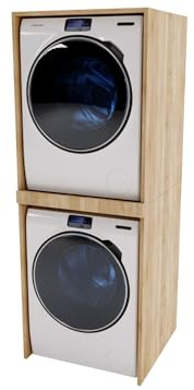 CraftPAK Waschmaschinenschrank geeignet für Waschmaschine & Wäschetrockner | Waschmaschinenschrank | Überbauschrank für Badezimmermöbel Größe 66x180x65 cm Farbe Bardolino'