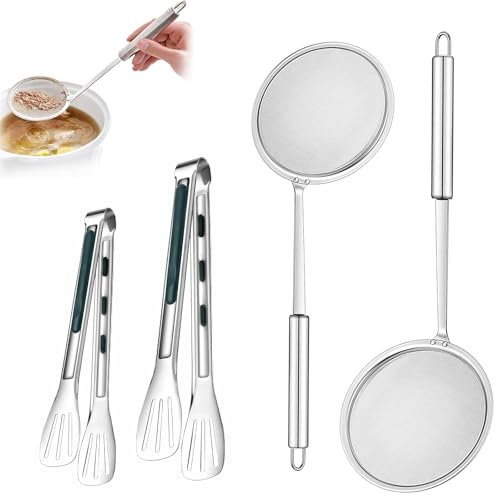 PMELCXD Colino in Acciaio Inox con Manico Ergonomico - Skimmer Multifunzionale per Frittura e Cottura - Ideale per Gnocchi, Schaumkelle e Schiumarola per Fritti