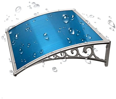 Vordach für die Haustür, Regenschutz für die Veranda, Außenmarkise, Terrassentür-Fensterabdeckung, UV-Schutz, Polycarbonatplatte, wetterbeständig, einfache Konstruktion, Halterung aus schwarzer A