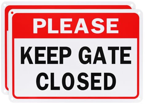 M METERXITY 2er-Pack Bitte halten Sie das Tor geschlossen Schild, 10 x 7 Rostfreies wasserdichtes Schild, verblassungsbeständiges reflektierendes Aluminiumschild für Innen [Rot Weiß Schwarz]