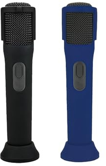 Lot de 2 coques de protection en silicone pour microphone sans fil JBL PartyBox - Résistant aux chocs, à la poussière et à l'eau pour une utilisation sans souci n'importe où, noir et bleu