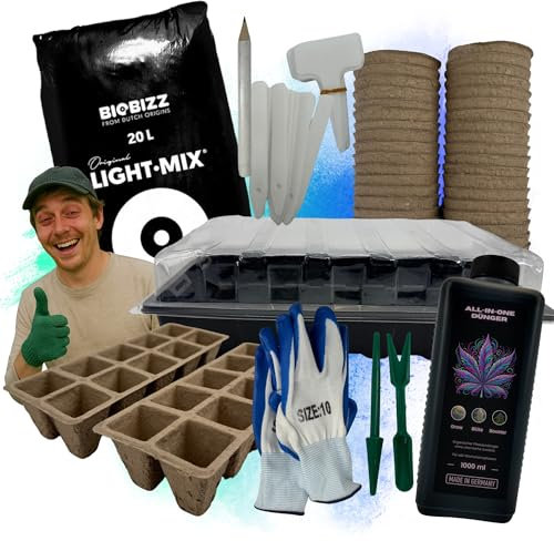 TronicXL Set da 70 pezzi di coltivazione per Growbox Grow Starter Set di vasi per semi, serra da interni + vasi da coltivazione + attrezzi + fertilizzante + mix leggero per tenda piantina piantina