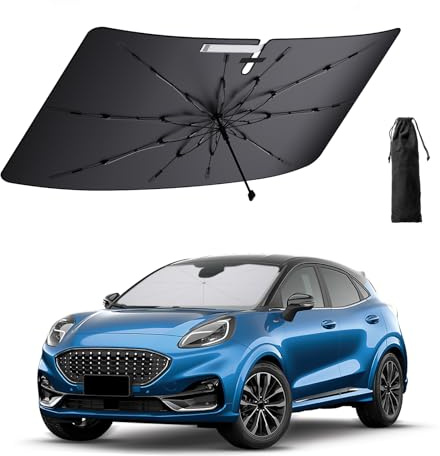 Coleya Parasol Paraguas para Coche Compatible con Ford Puma 2020-2025, Accesorios Ford Puma Parasol para Parabrisas Delantero de Coche, Protección Solar, Protección UV, Plegable