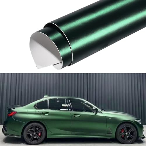 Blueshyhall Autofolie, Autofolie Dunkelgrün Matt Metallic, Car Wrapping Folie Grün Selbstklebend mit Luftkanälen, Tuning Folie Innen Außen für Auto Motorrad Fahrrad (3M x 152 cm)