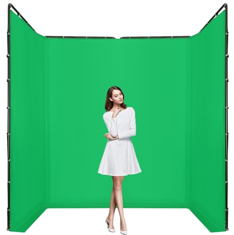 Greenscreen bakgrund med stativ – 4 x 2,4 m bakställning för fotografering | vikbar och avtagbar | justerbar design | grön duk fotobakgrundshållare för live-spel och streaming