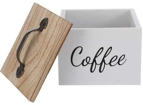 COOLHIYA Organizzatore per capsule di caffè - Contenitore antipolvere in legno vintage per conservare capsule di caffè, accessori per scrivania, ufficio e uso domestico, bianco