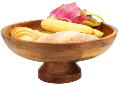 HOMKULA Acacia Wood Fruit Bowl for Kitchen Counter Decor, Decorative Fruit Basket, Modern Farmhouse Decor,(XXL) K13