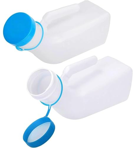 pobuu 2 Pack Urinals for Men Glow in The Dark,1000ml Thick Leak-Proof Urinal Bottle with Secure Screw Cap, Travel Urinal for Car, Camping & Trips