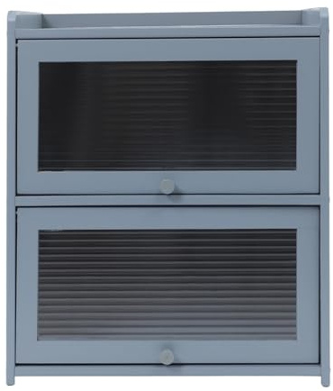 Susoso - Boîte à pain - Petite armoire de rangement - Boîtes à pain en bambou à 2 étages - Pour cuisine, salon, chambre à coucher (gris foncé)