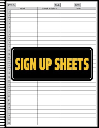 Sign Up Sheets: Participant Information Record Book for Daily Event Management and Tracking, Track Names, Emails & Phone Numbers