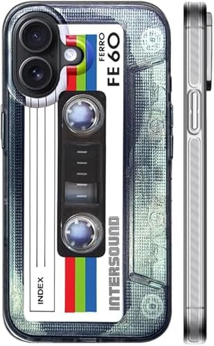 KIOMY Case for iPhone 17,3D Silver with Cassette Tape Design,Music Classic Retro 80’s Type IMD Laser Shockproof Silicone Protective Cell Phone Back Cover for Boys Girls