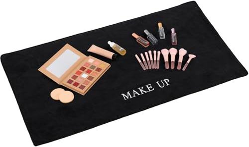 Mikinona Makeup Mat for Vanity 40X80Cm, Elegant Velvet Desk Pad with Scratch Protection and Washable Surface for Dressing and Work Tables