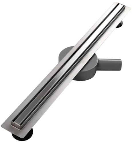 Slim-Duschrinne, Siphon 360°, Größen: 60 oder 80 cm, Edelstahl SS304, Chrom, Rivela (60 Cm)