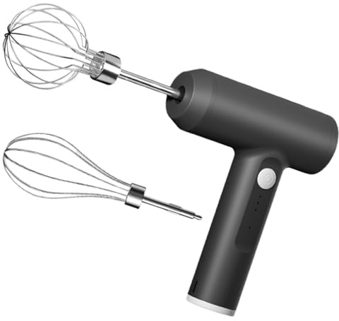 Frullatore Piccolo, Frusta Elettrica 2000mAh Senza Fili Elettrico con Montalatte a Doppia Testa Staccabile a 3 velocità Frullatore Portatile Piccolo in Acciaio Inossidabile per Caffè, Latte (Nero), F