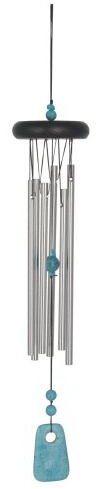 Woodstock Chimes Windspiel für Garten - Türkis, Klangspiel, 45cm