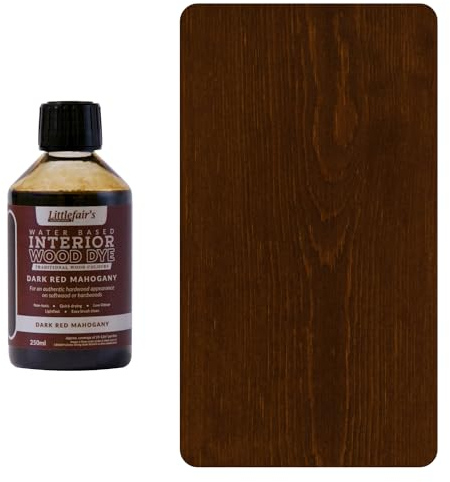 Littlefair's Wood Stain Water-Based - (Dark Red Mahogany) – Non-Toxic, Eco-Friendly & Quick Drying - Easy-to-Apply, Concentrated Formula for All Wood Types – 250ml