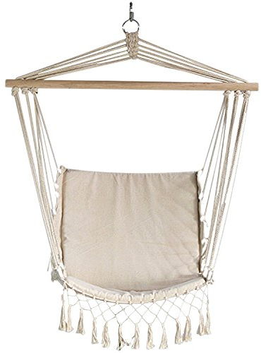 Habeig Hängesessel beige Hängestuhl Hängeschaukel - bis 140 kg belastbar