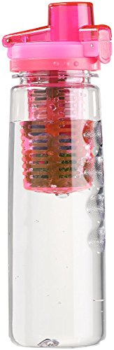 Rosenstein & Söhne Trinkflasche Obst Filter: Tritan-Trinkflasche mit Fruchtbehälter, BPA-frei, 800 ml, pink (mit Obstfilter, Wasserflasche mit Fruchtbehälter, Sport)