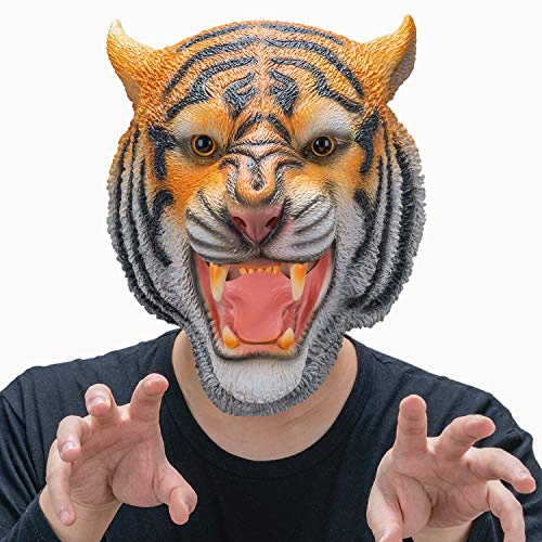 CreepyParty tigermask djur latex hela huvudet realistiska masker maskeraddräkt för halloween karneval kostym fest